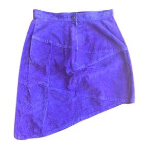 Hand Crafted Skirt Suede Leather patchwork 90s asymmetrical miniskirt zip fly XS